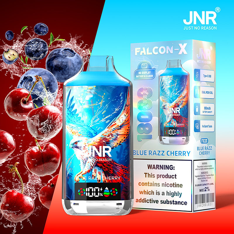 JNR FALCON X 18000 18k Puffs LED Display Hot Sale Disposable Vap-950mAh Battery, 24ml E-liquid, Multiple Nicotine 29 Flavors
