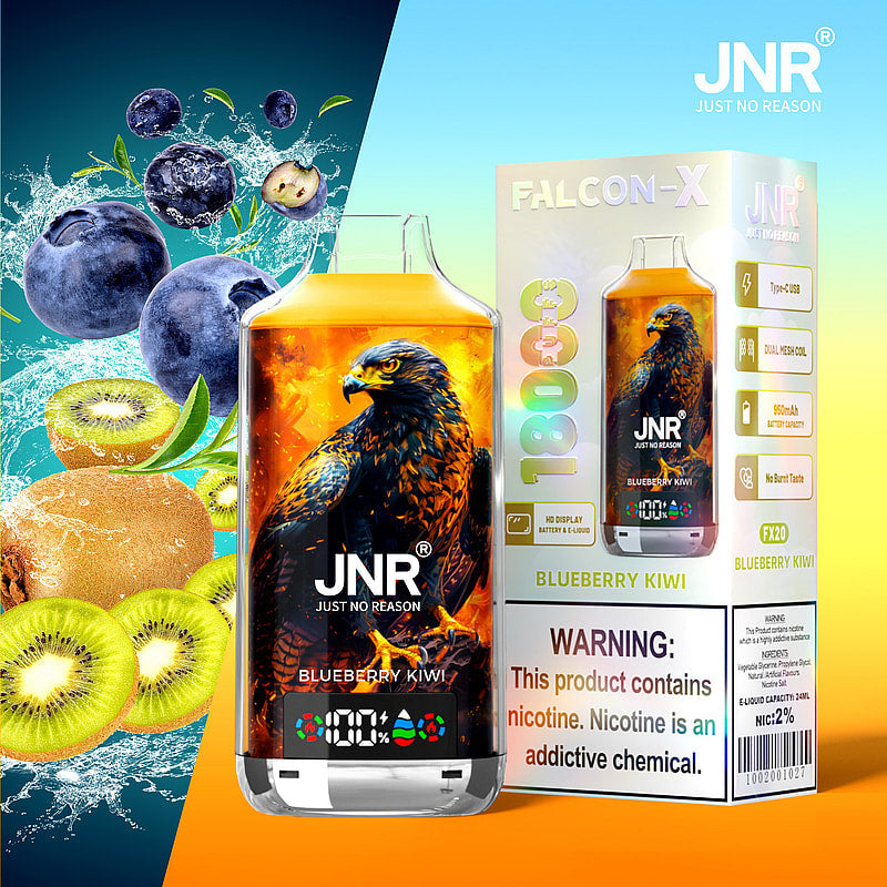 JNR FALCON X 18000 18k Puffs LED Display Hot Sale Disposable Vap-950mAh Battery, 24ml E-liquid, Multiple Nicotine 29 Flavors