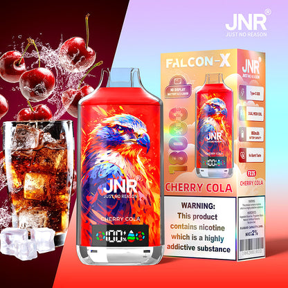 JNR FALCON X 18000 18k Puffs LED Display Hot Sale Disposable Vap-950mAh Battery, 24ml E-liquid, Multiple Nicotine 29 Flavors