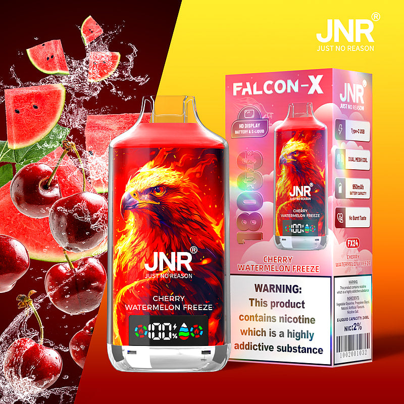 JNR FALCON X 18000 18k Puffs LED Display Hot Sale Disposable Vap-950mAh Battery, 24ml E-liquid, Multiple Nicotine 29 Flavors