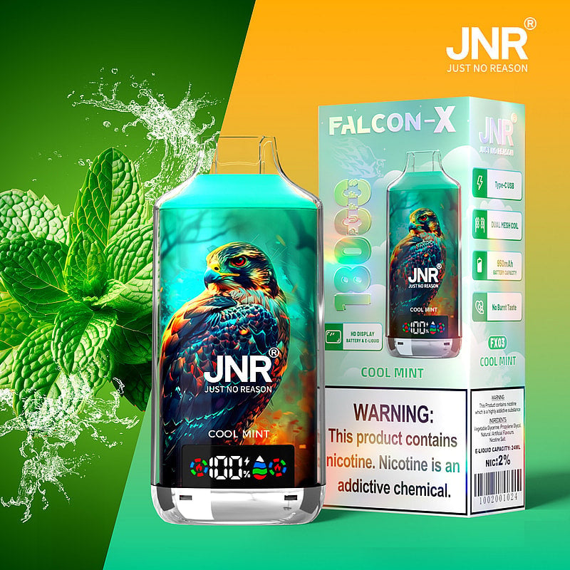 JNR FALCON X 18000 18k Puffs LED Display Hot Sale Disposable Vap-950mAh Battery, 24ml E-liquid, Multiple Nicotine 29 Flavors
