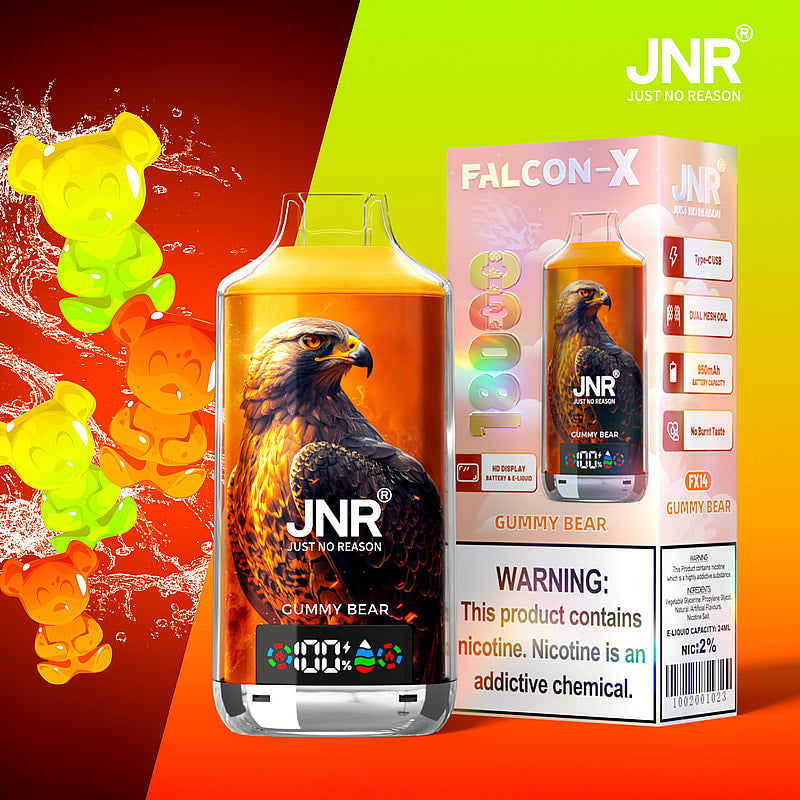 JNR FALCON X 18000 18k Puffs LED Display Hot Sale Disposable Vap-950mAh Battery, 24ml E-liquid, Multiple Nicotine 29 Flavors