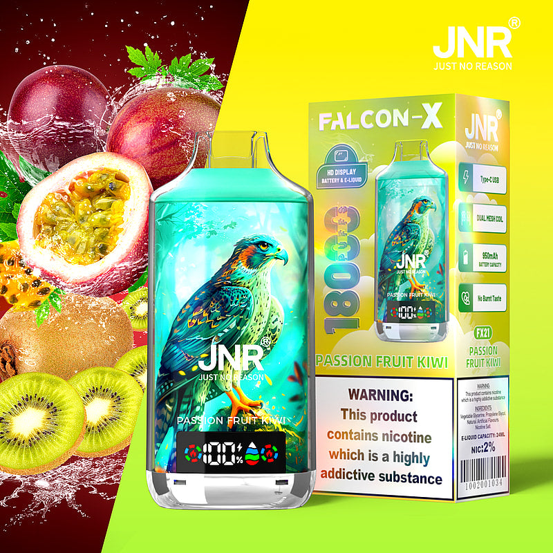 JNR FALCON X 18000 18k Puffs LED Display Hot Sale Disposable Vap-950mAh Battery, 24ml E-liquid, Multiple Nicotine 29 Flavors