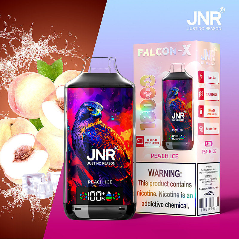JNR FALCON X 18000 18k Puffs LED Display Hot Sale Disposable Vap-950mAh Battery, 24ml E-liquid, Multiple Nicotine 29 Flavors