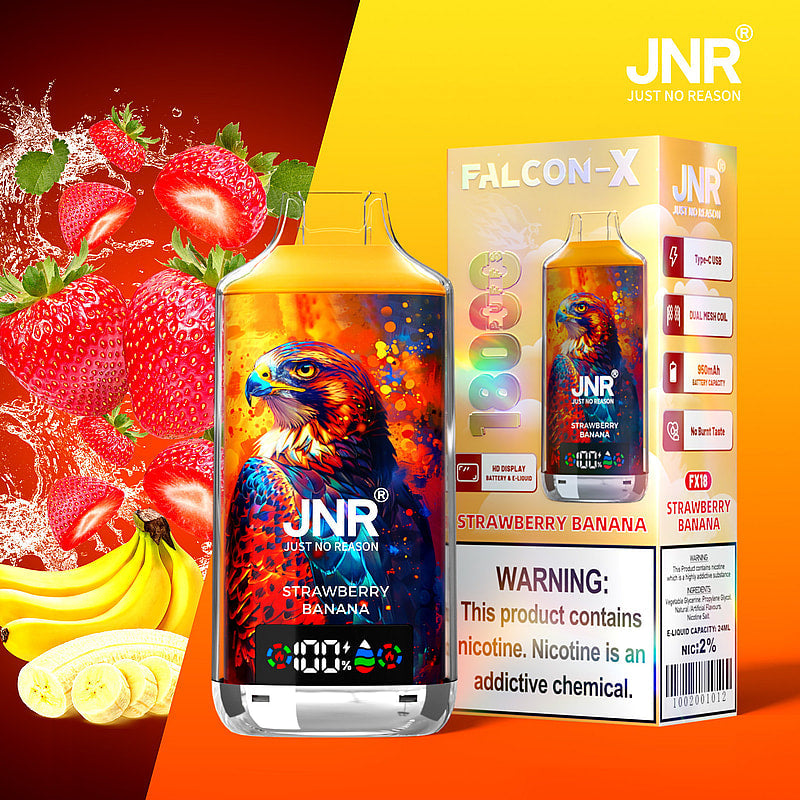 JNR FALCON X 18000 18k Puffs LED Display Hot Sale Disposable Vap-950mAh Battery, 24ml E-liquid, Multiple Nicotine 29 Flavors