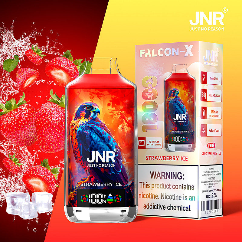 JNR FALCON X 18000 18k Puffs LED Display Hot Sale Disposable Vap-950mAh Battery, 24ml E-liquid, Multiple Nicotine 29 Flavors