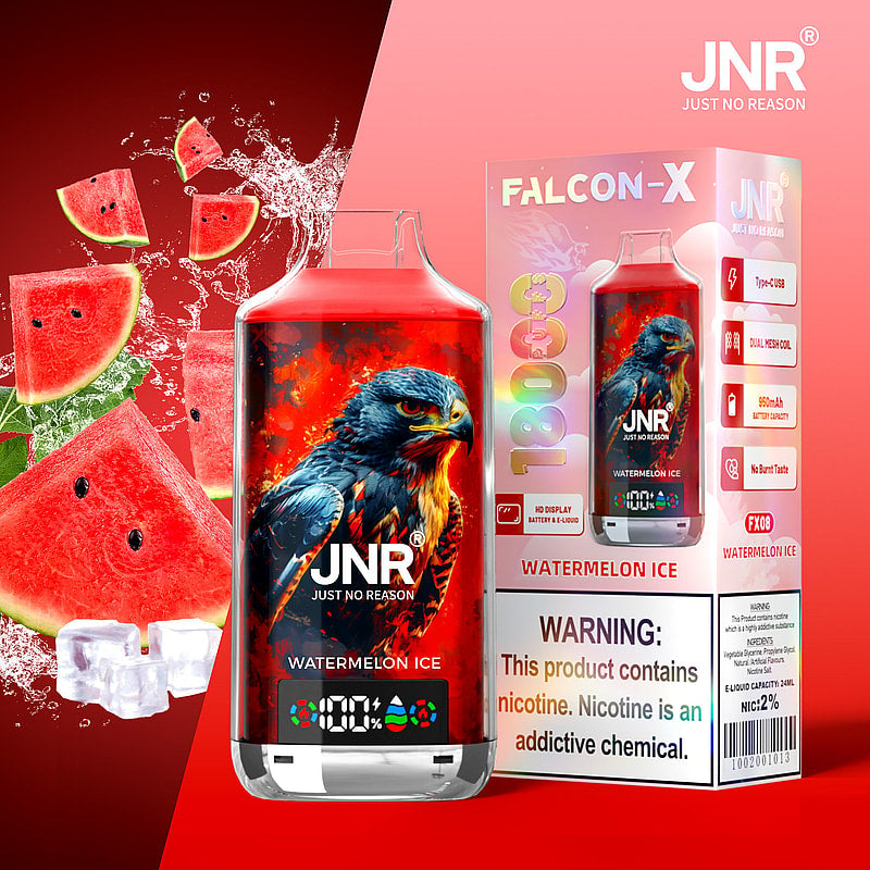 JNR FALCON X 18000 18k Puffs LED Display Hot Sale Disposable Vap-950mAh Battery, 24ml E-liquid, Multiple Nicotine 29 Flavors
