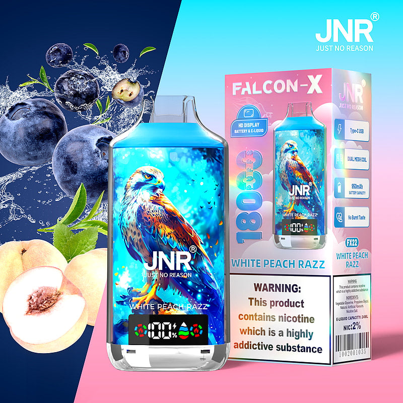 JNR FALCON X 18000 18k Puffs LED Display Hot Sale Disposable Vap-950mAh Battery, 24ml E-liquid, Multiple Nicotine 29 Flavors