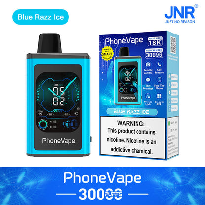 JNR Phone Vape 30000 30K Puffs Latest Smart Disposable Vape-1000mAh Battery, 19ml E-liquid, Multiple Nicotine 10 Flavors