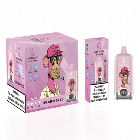 Uzy Bang Digital 15000 Puff 15000 Disposable E Cigarettes  rechargeable Electronic Cigs Puff 15k Vape-850mAh Battery, 20ml E-liquid, Multiple Nicotine 12 Flavors
