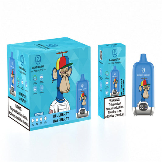 Original Uzy Bang Digital 15000 Puff 15k Disposable E-Cigarette Puff 15000-850mAh Battery, 20ml E-liquid, Multiple Nicotine 12 Flavors