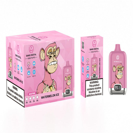 EU Warehouse Original Uzy Bang Digital 15000 Puffs Factory Wholesale Price Disposable Vaporizer Vape Pen Kit-850mAh Battery, 20ml E-liquid, Multiple Nicotine a12 Flavors