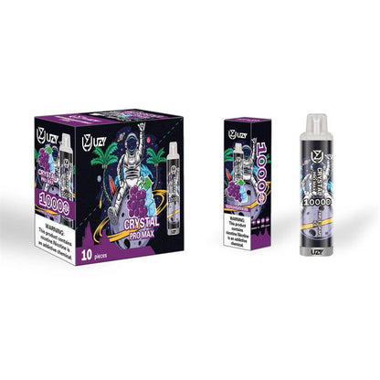 Super Quality Uzy Crystal 10K Puff Disposable PRO Vape Max 12 Flavors 650 mAh Tpye C Rechargeable