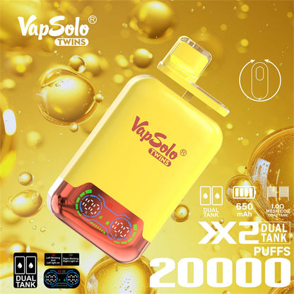 Vapsolo Twins 20000 Puffs Disposable Vape - 25ml Dual Flavors, Mesh Coil