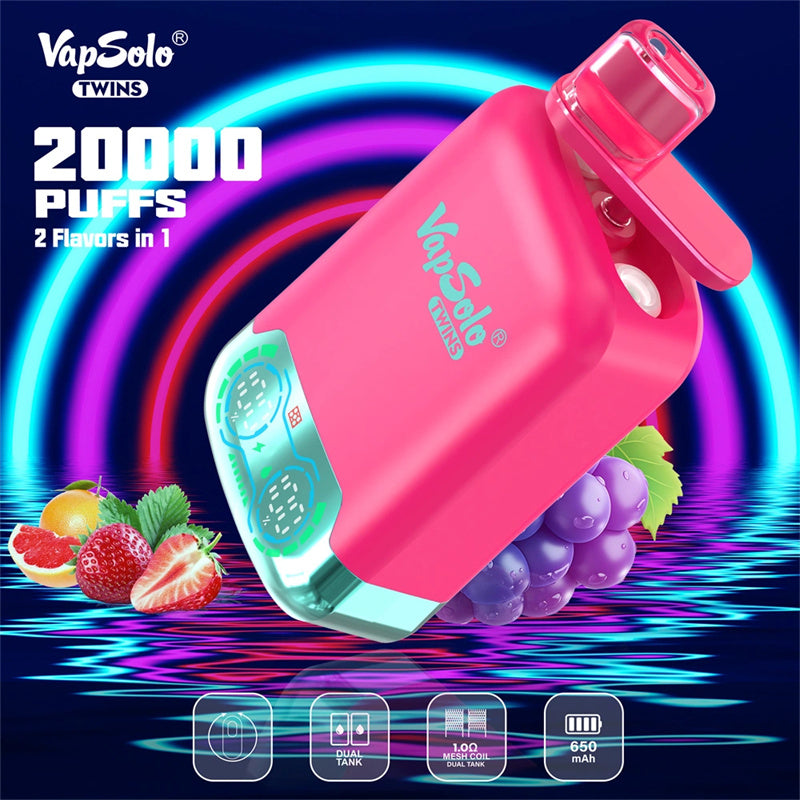Vapsolo Twins 20000 Puffs Disposable Vape - 25ml Dual Flavors, Mesh Coil