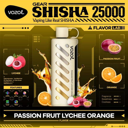 Vozol Gear Shisha 25K Puffs Disposable Vape|Dual Power Mode with Adjustable Airflow-1000mAh Battery, 25ml E-liquid, Multiple Nicotine 21 Flavors