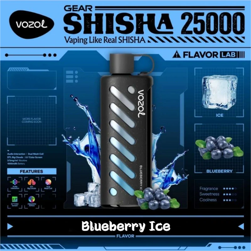 Vozol Gear Shisha 25k Wholesale Vape Bulk Price-1000mAh Battery, 25ml E-liquid, Multiple Nicotine 16 Flavors
