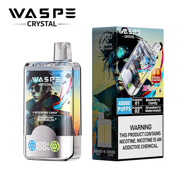 WASPE Crystal 40000 Puffs Vape - 32ml E-liquid, 0%-5% Nicotine, 12 Dual Flavors