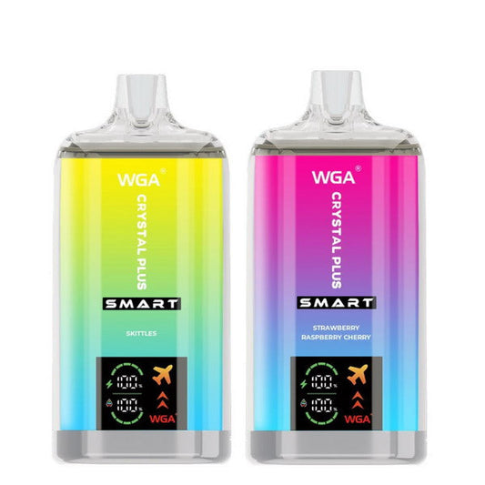 WGA Crystal Plus Smart 16000 Vape Rechargeable-650mAh Battery, 40ml E-liquid, Multiple Nicotine 13 Flavors