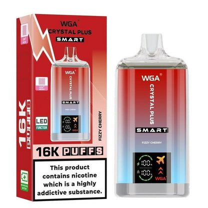 WGA Crystal Plus Smart 16000 Vape Rechargeable-650mAh Battery, 40ml E-liquid, Multiple Nicotine 13 Flavors