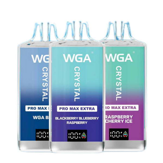 WGA Crystal Pro Max Extra 15000 Vape Rechargeable-650mAh Battery, Multiple Nicotine 9 Flavors