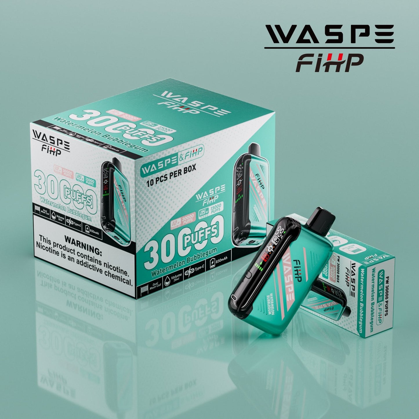 Waspe FIHP 30K Puffs Disposable Vape – LED Display, Adjustable Airflow, Dual Mesh Coils