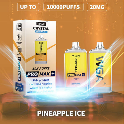 WGA THE Crystal Pro Max 10000 PUFF Disposable Vape In Sales-550mAh Battery, 20ml E-liquid, Multiple Nicotine 28 Flavors