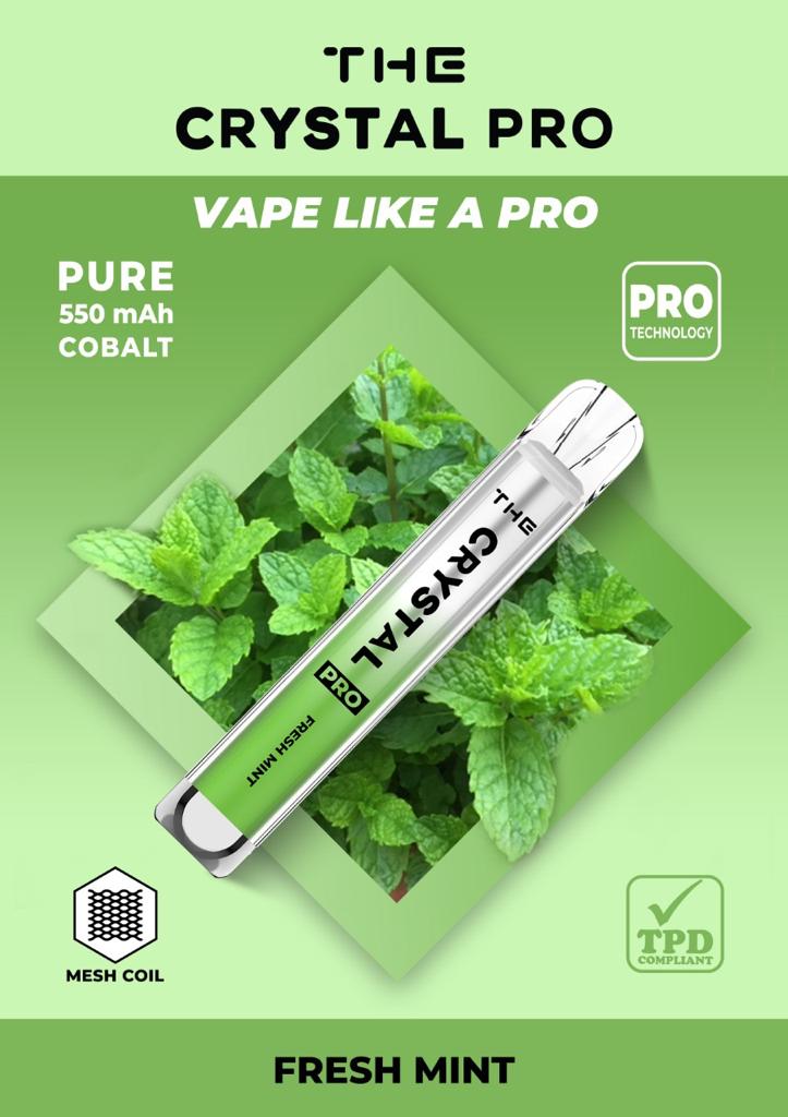 CRYSTAL BAR THE PRO Disposable Vape 600 Puffs 20mg Cobalt Battery Last Till End