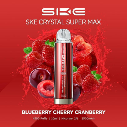Crystal Supermax 4500 Disposable Bar Puffs  BY SKE -Nic 20MG 2ML 1500 MAH