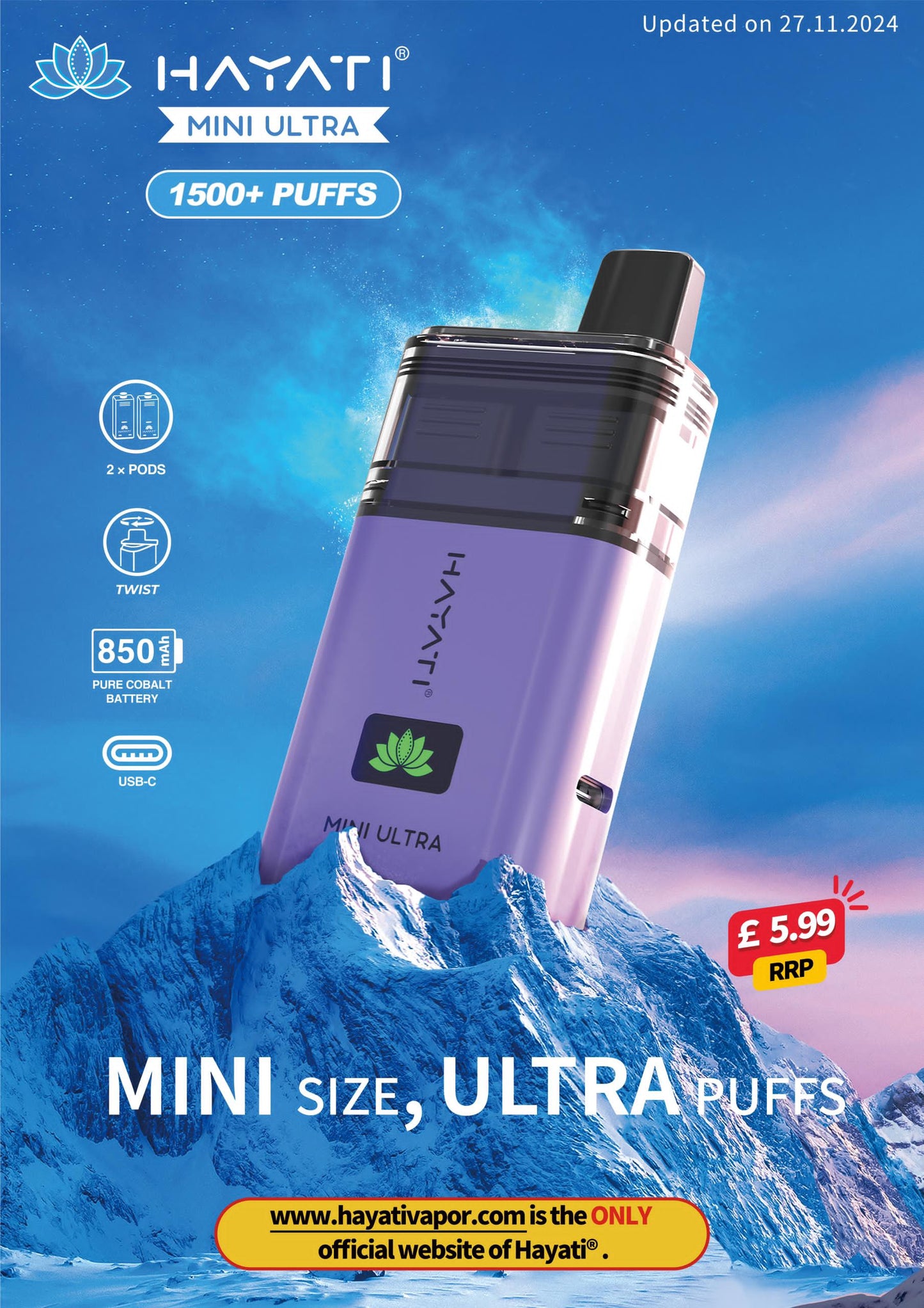 Hayati Mini Ultra 1500 Puffs Disposable Vape Pod