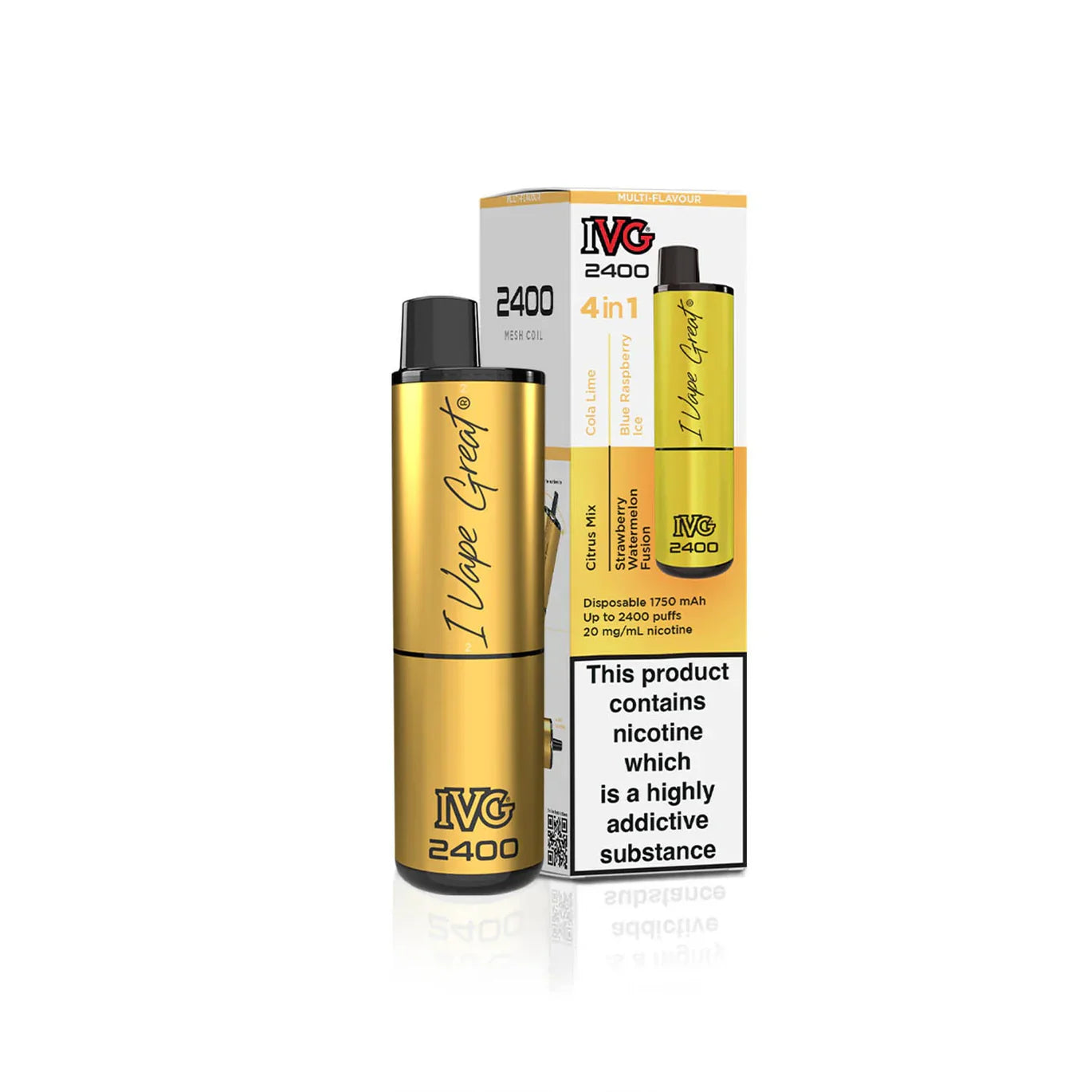 IVG 2400  MULTI FLAVOUR EDITION Disposable Vape lodging 4 x 2ml units 20 mg TPD