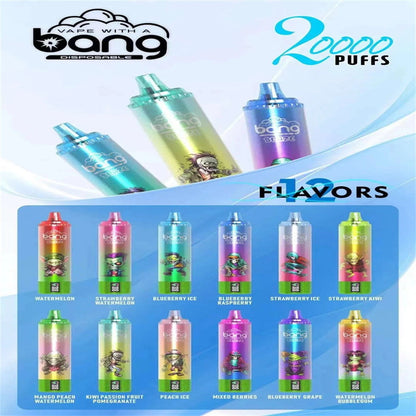 Bang Blaze Disposable Vape 20000 Puffs E Cigarette Pod Puff 20k Smart Screen Display Vaper-1000mAh Battery, 26ml E-liquid, Multiple Nicotine 12 Flavors