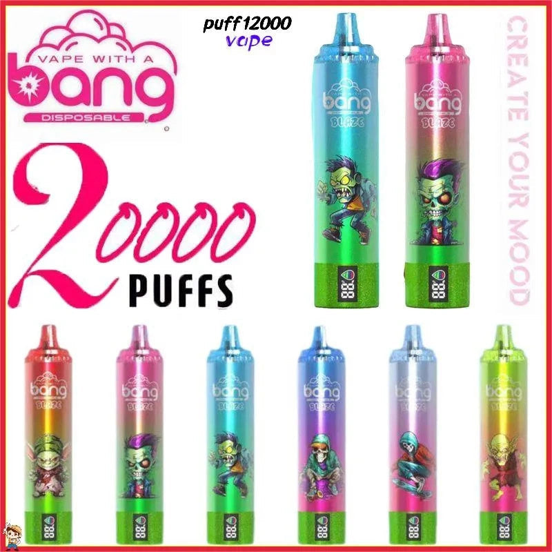 Bang Blaze Disposable Vape 20000 Puffs E Cigarette Pod Puff 20k Smart Screen Display Vaper-1000mAh Battery, 26ml E-liquid, Multiple Nicotine 12 Flavors