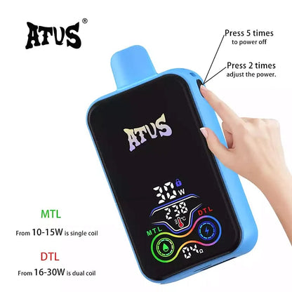 ATVS 25000 Puffs :DTL/MTL Disposable Vape with Smart Full Screen