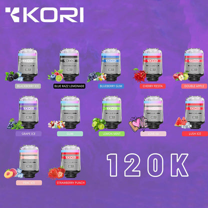 Kori 120000 Hookah Disposable Vape Wholesale-2200mAh battery, 60ml E-liquid, Multiple Nicotine 12 Flavors