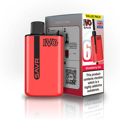 IVG SAVR Starter Vape Kit-650mAh battery, 6ml E-liquid, Multiple Nicotine 30 Flavors