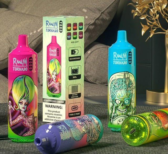 RandM Tornado 9000 Puffs Vape original E Cigarette Bang King Double Crystal 20000 Puffs Vape 20K Disposable Vape Pen E Cigarette Prefilled -850mAh Battery, 14ml E-liquid, Multiple Nicotine 10 Flavors
