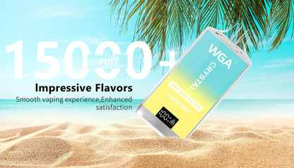WGA Crystal Pro Max Extra 15000  Puffs Disposable Vape-650mAh Battery, 25ml E-liquid, Multiple Nicotine 15 Flavors