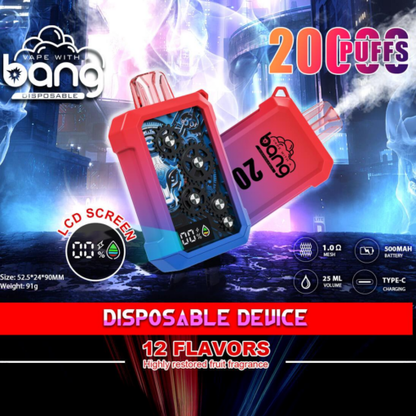 Bang Vape 20000Puffs Wholesale Electronic Cigarette Vape Bang King  20K Desechables Disposable Vape-500mAh Battery, 25ml E-liquid, Multiple Nicotine 12 Flavors