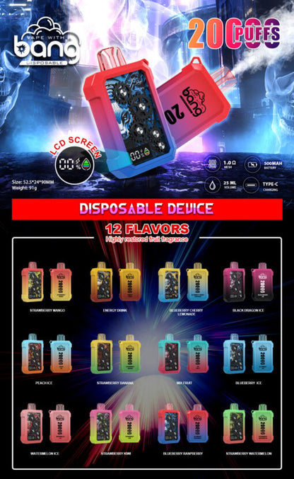 Bang King Double Crystal 20000 Puffs Vape 20K Disposable Vape Pen E Cigarette Prefilled 25ml 650mAh