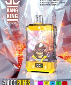Bang King Box Double Crystal 20000 Puff 20k Display Screen Disposable Electronic Cigarette Vape-850mAh Battery, 40ml E-liquid, Multiple Nicotine 12 Flavors