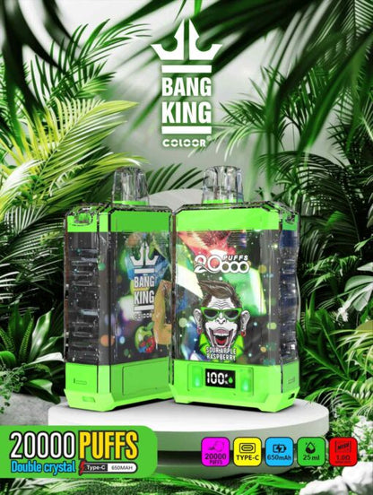 Bang King Box Double Crystal 20000 Puff 20k Display Screen Disposable Electronic Cigarette Vape-850mAh Battery, 40ml E-liquid, Multiple Nicotine 12 Flavors