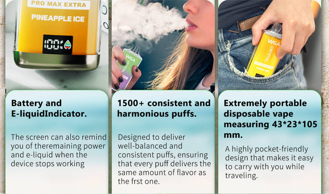 WGA Crystal Pro Max Extra 15000  Puffs Disposable Vape-650mAh Battery, 25ml E-liquid, Multiple Nicotine 15 Flavors