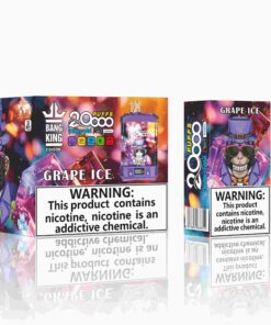 Bang King Box Double Crystal 20000 Puff 20k Display Screen Disposable Electronic Cigarette Vape-850mAh Battery, 40ml E-liquid, Multiple Nicotine 12 Flavors