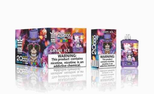 Bang King Box Double Crystal 20000 Puff 20k Display Screen Disposable Electronic Cigarette Vape-850mAh Battery, 40ml E-liquid, Multiple Nicotine 12 Flavors