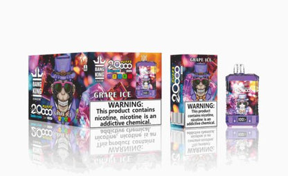 Bang King Box Double Crystal 20000 Puff 20k Display Screen Disposable Electronic Cigarette Vape-850mAh Battery, 40ml E-liquid, Multiple Nicotine 12 Flavors