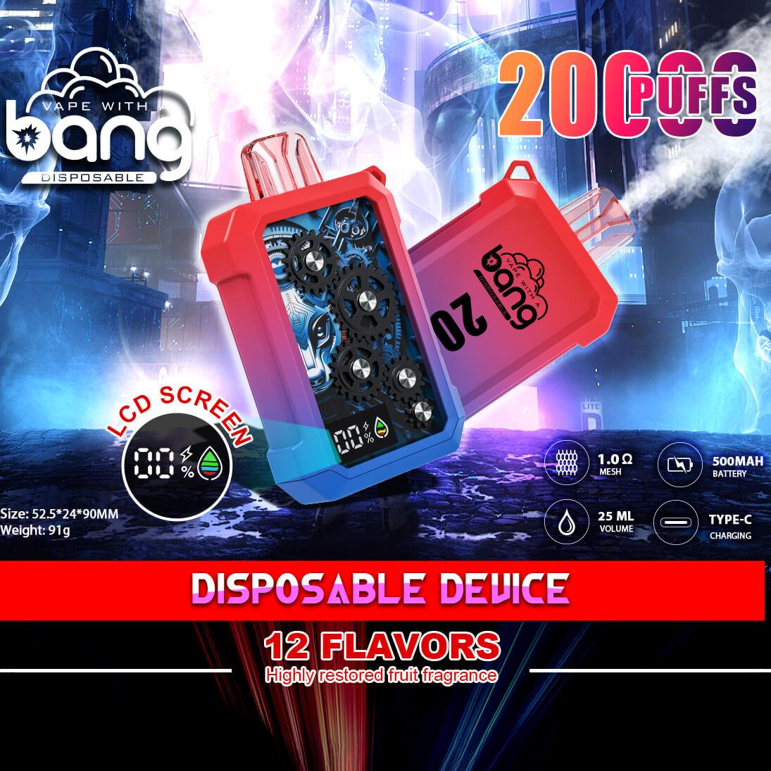 Bang Vape 20000Puffs Wholesale Electronic Cigarette Vape Bang King  20K Desechables Disposable Vape-500mAh Battery, 25ml E-liquid, Multiple Nicotine 12 Flavors