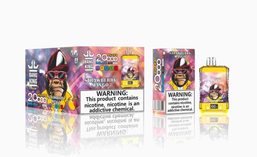 Bang King Box Double Crystal 20000 Puff 20k Display Screen Disposable Electronic Cigarette Vape-850mAh Battery, 40ml E-liquid, Multiple Nicotine 12 Flavors