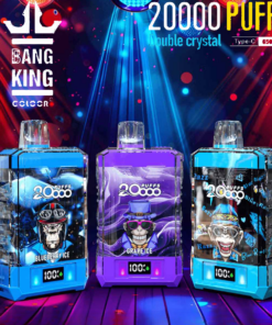 Bang King Box Double Crystal 20000 Puff 20k Display Screen Disposable Electronic Cigarette Vape-850mAh Battery, 40ml E-liquid, Multiple Nicotine 12 Flavors