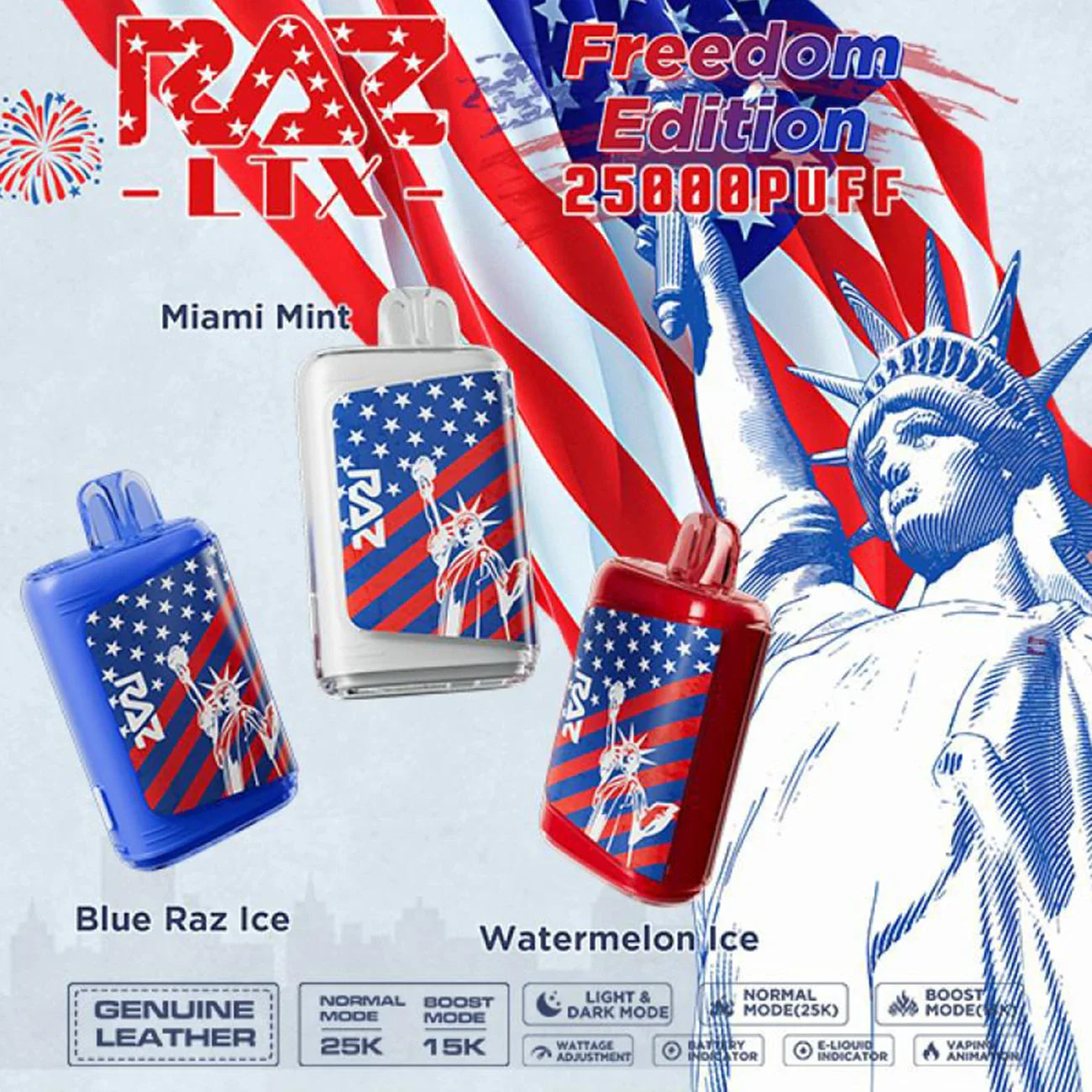 Raz LTX 25000 Puffs Disposable Vape – Freedom Edition